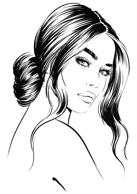 Fashion different female hairstyles set Royalty Free Vector